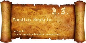 Mandics Beatrix névjegykártya